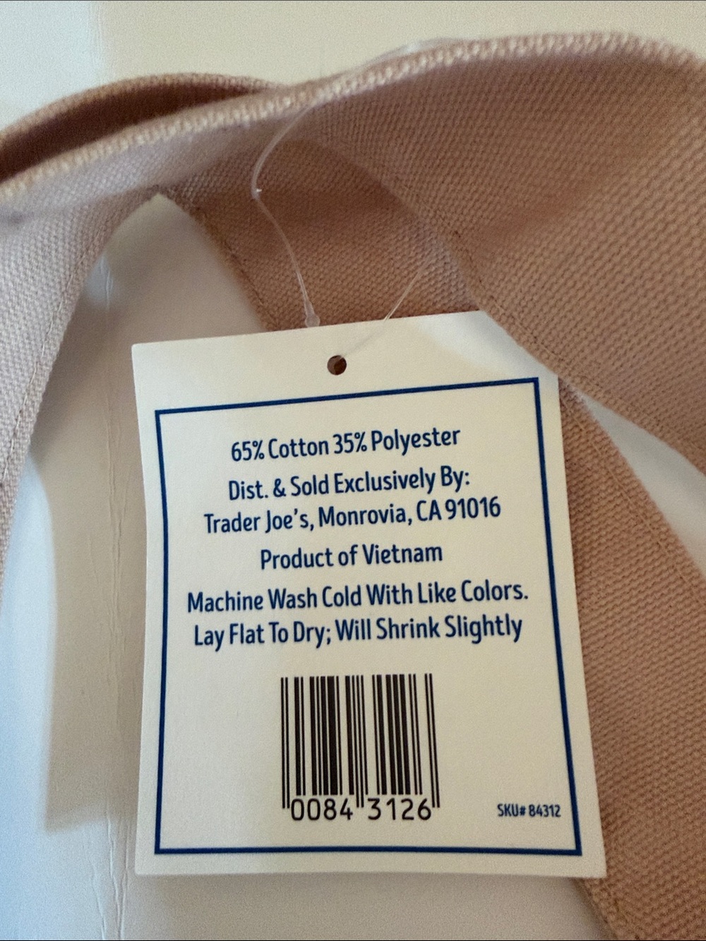 Trader Joe's NWT Striped Mini Canvas Tote in Beige and Cream - Picture 5 of 5